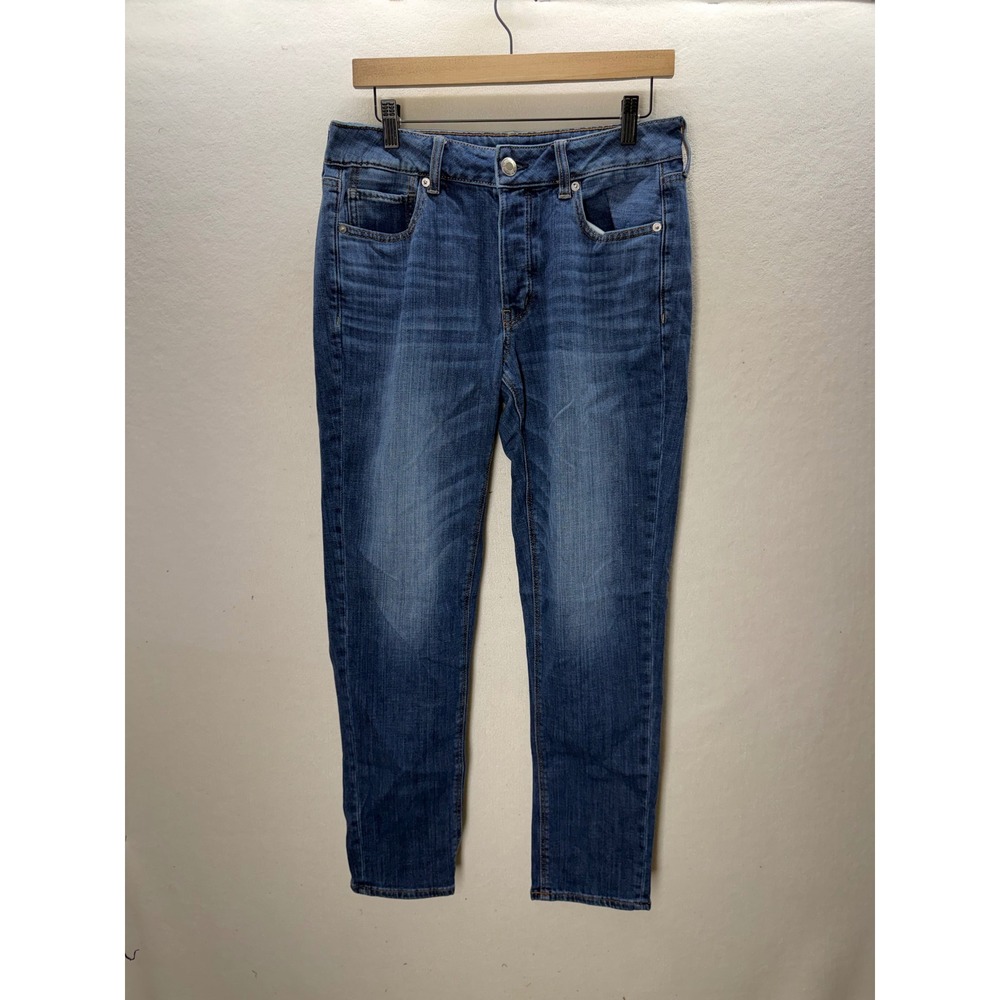American Eagle Tomgirl Jeans Womens 8 Long Blue Button Fly Denim 3577
